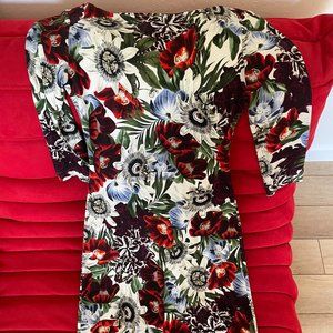 ERDEM Reese White Floral Print Midi Dress Size US 4 UK 8